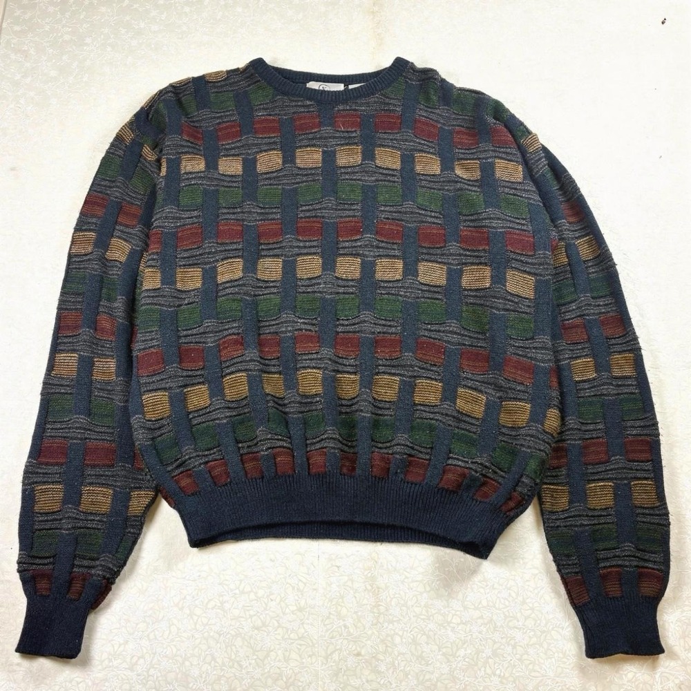 Vintage Oversized Farah Geometric Grandpa Sweater — Men's Medium